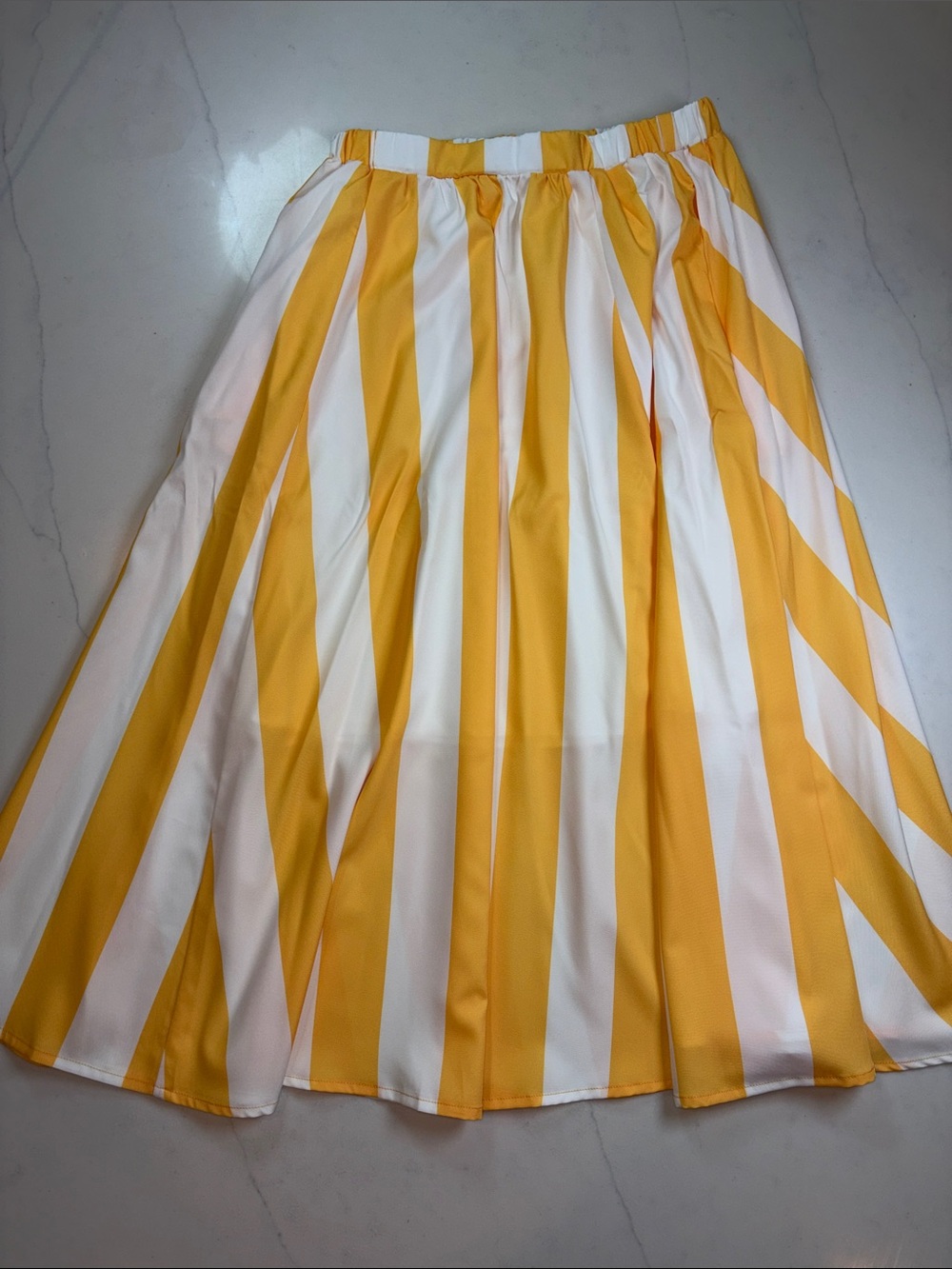 Yellow and White Striped Women's Skirt